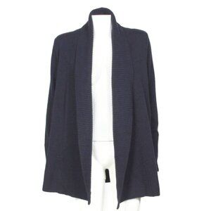 New C by BLOOMINGDALES Navy Blue Open Front Sweater Womens Cashmere sz L /493